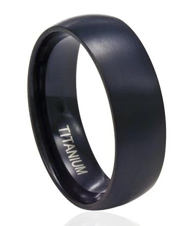 Chic And Stylish Jewelry At Discounted Prices Men's Black Titanium Band Domed Profile and Matte Finish-8mm