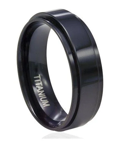 Beautiful Jewelry, Breathtaking Discounts – Hurry In Men's Black Titanium Spinner Ring with Flat Profile and Glossy Finish | 8mm Beautiful Jewelry, Breathtaking Discounts – Hurry In Men's Black Titanium Spinner Ring with Flat Profile and Glossy Finish | 8mm