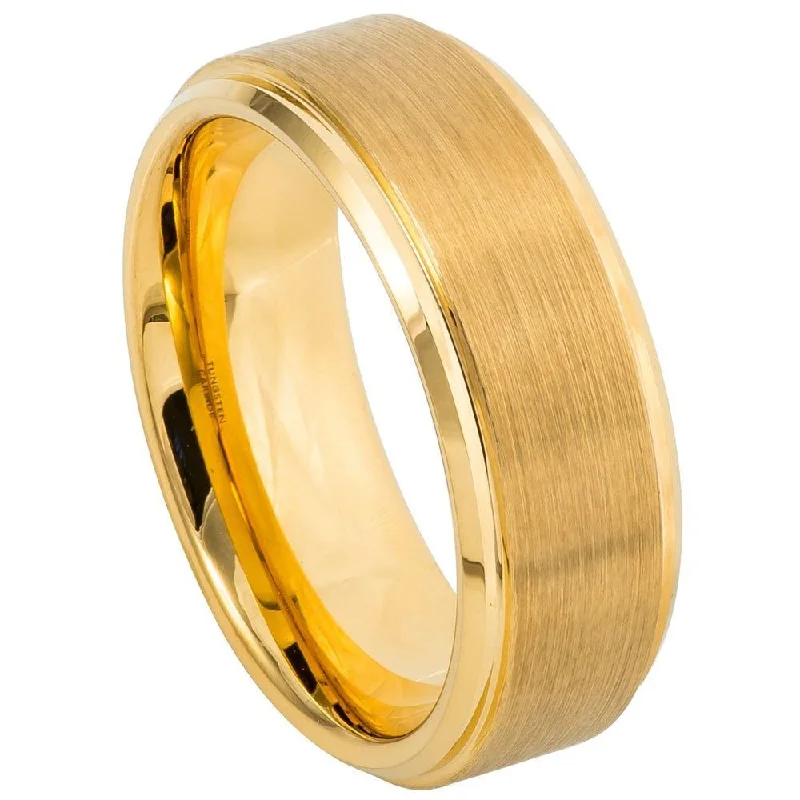 Big Savings On Your Favorite Jewelry Pieces Gold-Plated Tungsten Satin-Finish Wedding Band with Polished Edges | 8mm Big Savings On Your Favorite Jewelry Pieces Gold-Plated Tungsten Satin-Finish Wedding Band with Polished Edges | 8mm