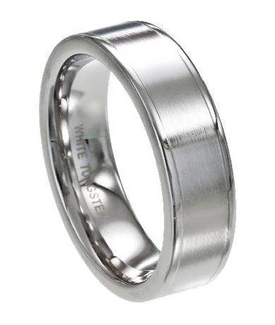 Flash Sale On Stunning Jewelry – Limited Stock Available Men's White Tungsten Ring with Flat Profile and Polished Edges | 7mm Flash Sale On Stunning Jewelry – Limited Stock Available Men's White Tungsten Ring with Flat Profile and Polished Edges | 7mm