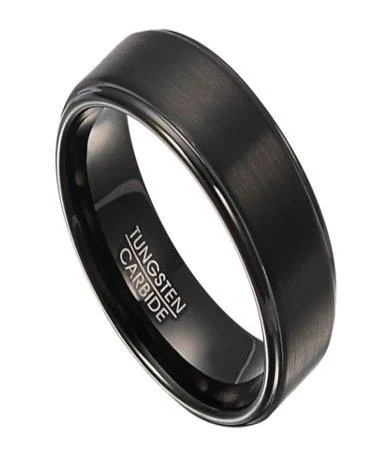 Your Perfect Accessory At The Perfect Price Contemporary Black Tungsten Men's Ring with Polished Edges | 8mm Your Perfect Accessory At The Perfect Price Contemporary Black Tungsten Men's Ring with Polished Edges | 8mm