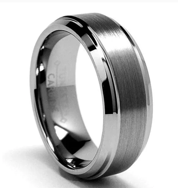 Jewelry Clearance Event – Last Chance For Stunning Deals Tungsten Wedding Ring for Men With Polished Beveled Edges | 8mm Jewelry Clearance Event – Last Chance For Stunning Deals Tungsten Wedding Ring for Men With Polished Beveled Edges | 8mm