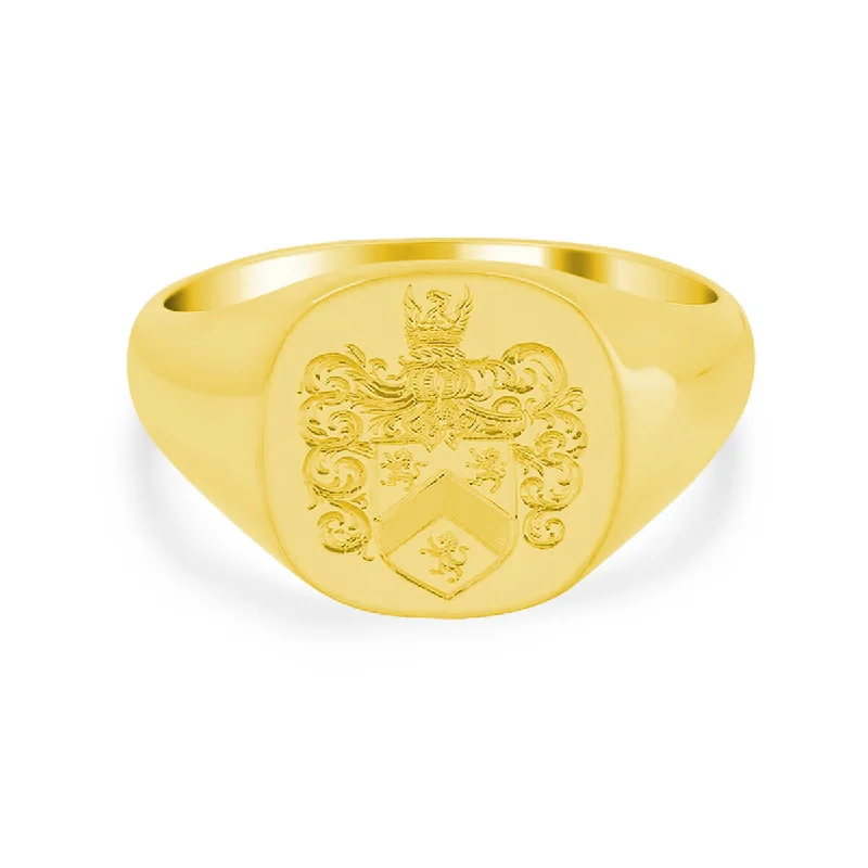 Shop Elegant Jewelry At Unbeatable Prices Men's Square Signet Ring - Small - Hand Engraved Family Crest / Logo