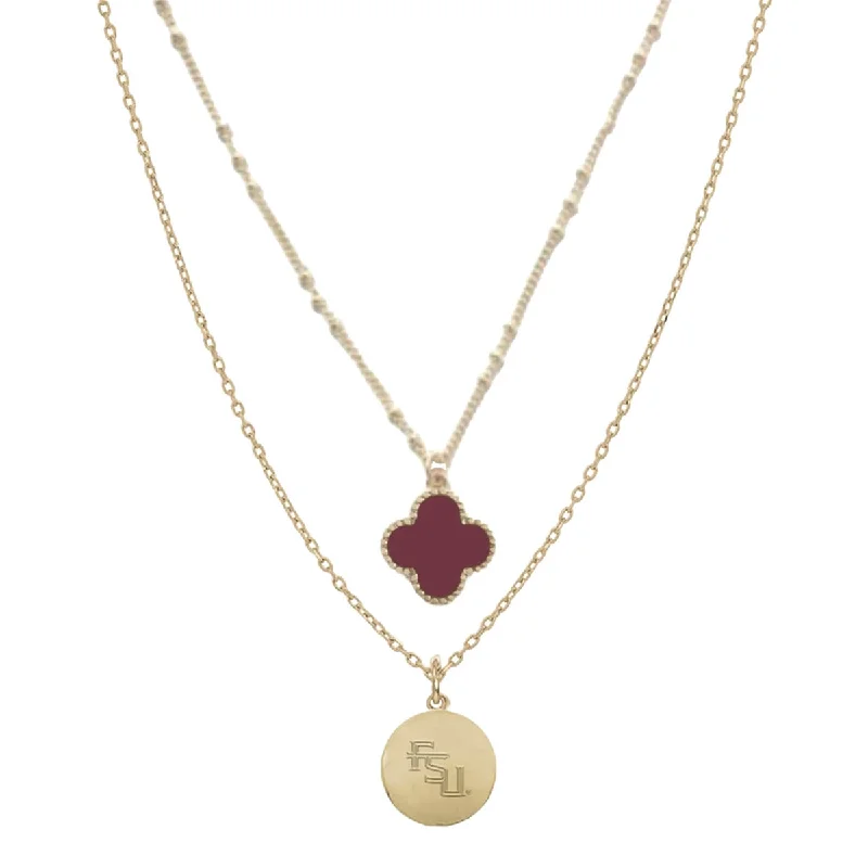 Grab Your Favorite Jewelry At The Lowest Prices Emerson Street Stacked FSU Charm 2-Strand Quatrafoil Necklace Grab Your Favorite Jewelry At The Lowest Prices Emerson Street Stacked FSU Charm 2-Strand Quatrafoil Necklace