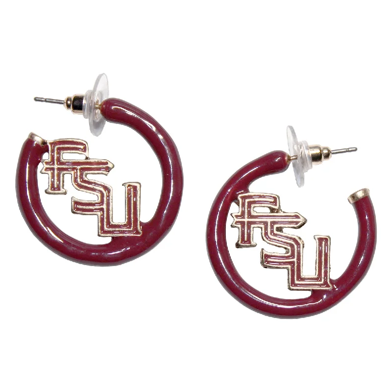 Seasonal Jewelry Deals – Elevate Your Style Canvas Stacked FSU Enamel Hoop Earrings