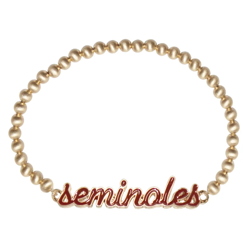 Discounted Jewelry For A Glamorous Look Canvas Seminoles Enamel Script Stretch Bracelet Discounted Jewelry For A Glamorous Look Canvas Seminoles Enamel Script Stretch Bracelet