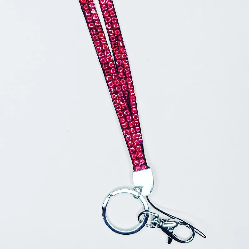 Limited-Time Offer On Elegant Jewelry Pieces Fuschia Pink Rhinestone Crystal Lanyards