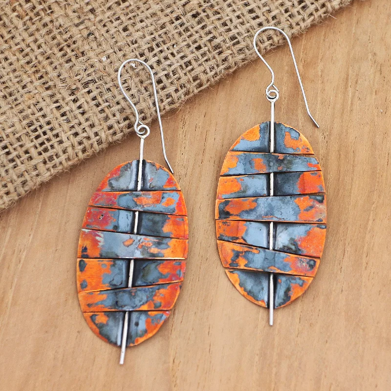 Elegant Designs, Unbeatable Discounts – Shop Jewelry Now Oval Stitches Balinese Copper and Stainless Steel Dangle Earrings