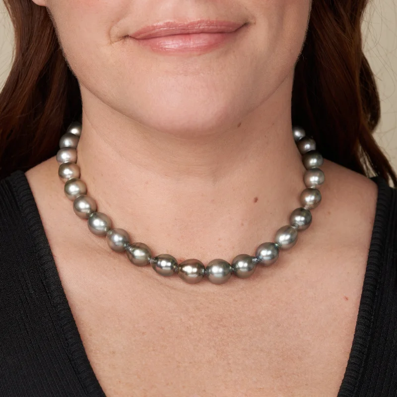 Limited-Time Jewelry Sale – Elegant Styles At Less 11.1-12.9 mm AAA Tahitian Drop Pearl Necklace