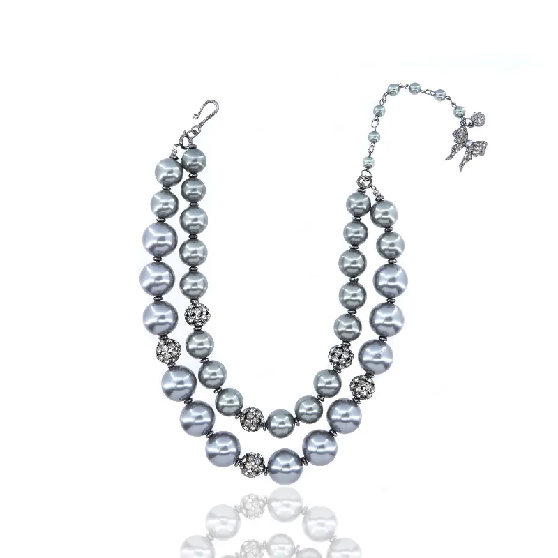 Exclusive Jewelry Offers – Sparkle For Less Diamonique Pearl Statement Necklace - Gray