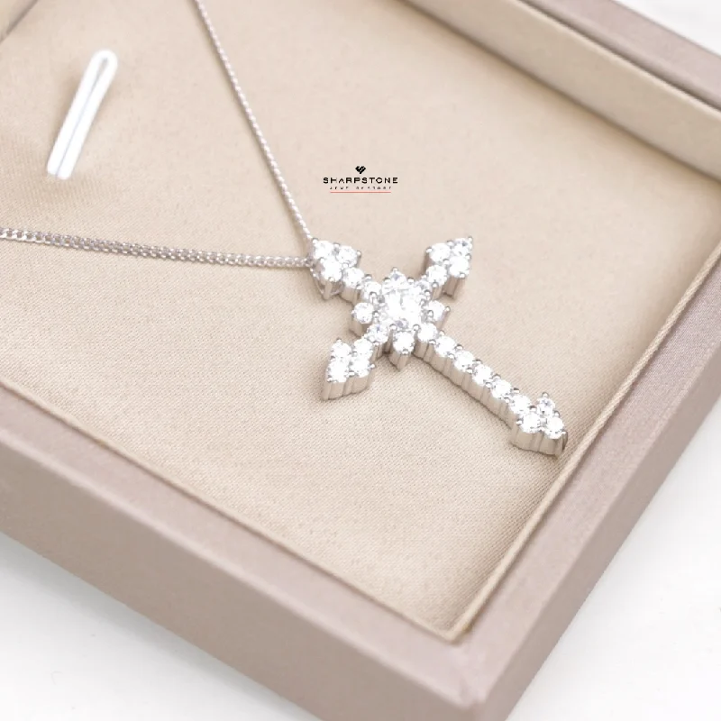 Shop Handcrafted Jewelry At Special Promotional Rates 0.50ct Mini Cross Moissanite Necklace in 925 Sterling Silver Shop Handcrafted Jewelry At Special Promotional Rates 0.50ct Mini Cross Moissanite Necklace in 925 Sterling Silver