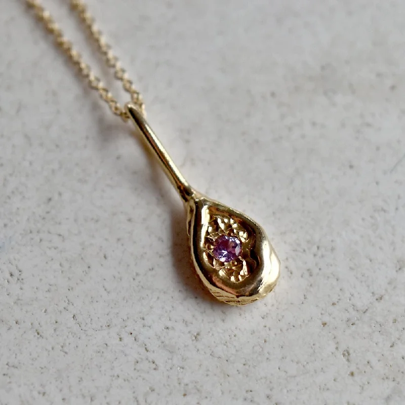 Stunning Jewelry At A Fraction Of The Price 14ky 'Spoon' Nugget Necklace with Lilac Sapphire Stunning Jewelry At A Fraction Of The Price 14ky 'Spoon' Nugget Necklace with Lilac Sapphire