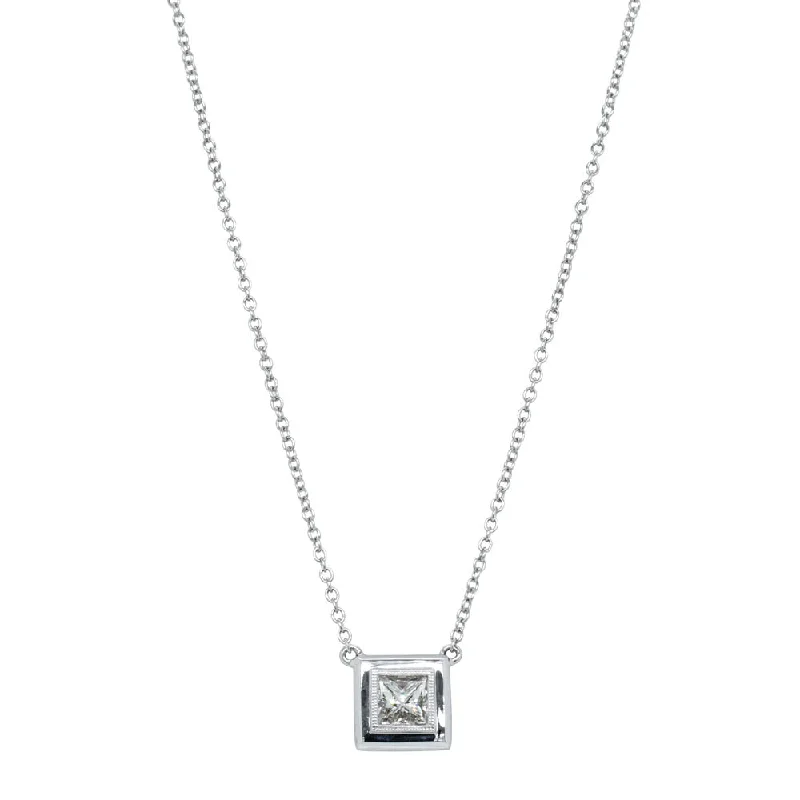 Shop Jewelry That Shines Without The High Price 18ct White Gold .50ct Princess Cut Diamond Windsor Necklace Shop Jewelry That Shines Without The High Price 18ct White Gold .50ct Princess Cut Diamond Windsor Necklace