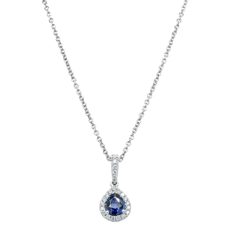 Exclusive Online Jewelry Sale – Don't Wait 18ct White Gold .51ct Sapphire & Diamond Pendant
