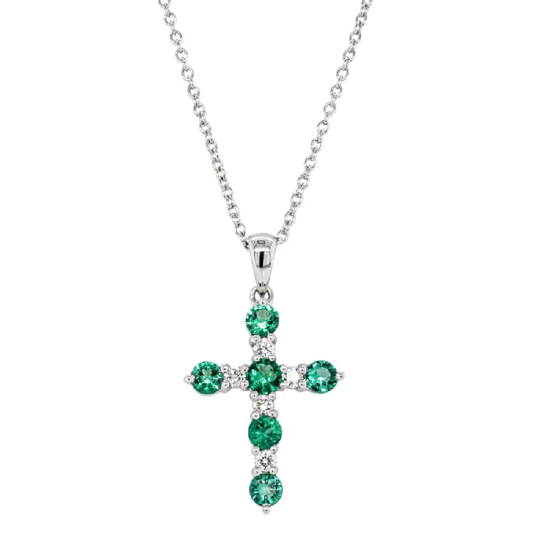 Your Perfect Accessory Now At The Best Price 18ct White Gold .56ct Emerald & Diamond Cross Pendant Your Perfect Accessory Now At The Best Price 18ct White Gold .56ct Emerald & Diamond Cross Pendant