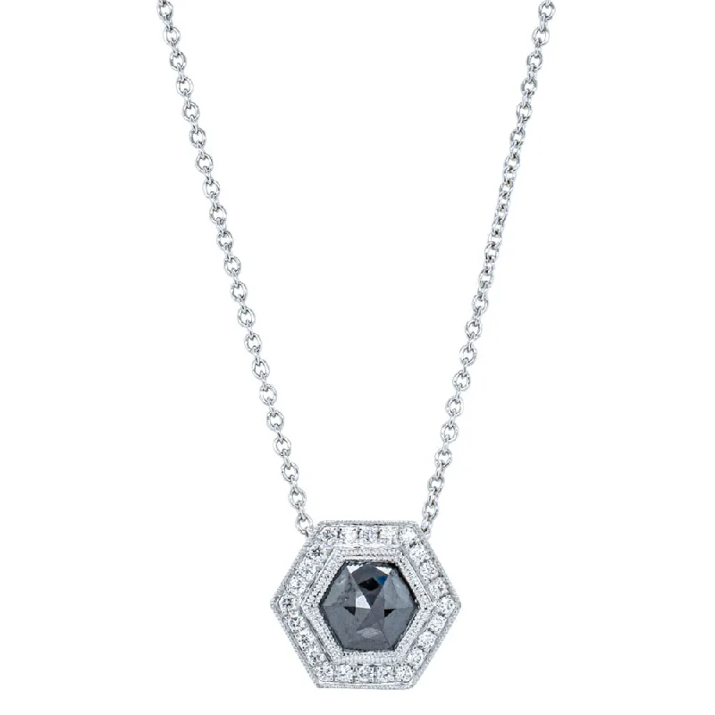 Personalized Jewelry At Special Discount Rates 18ct White Gold Black Diamond Halo Pendant Personalized Jewelry At Special Discount Rates 18ct White Gold Black Diamond Halo Pendant