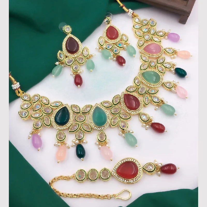 Timeless Elegance, Temporary Discounts – Act Fast 5G Jewellery Gold Plated Crystal Stone And Beads Necklace Set