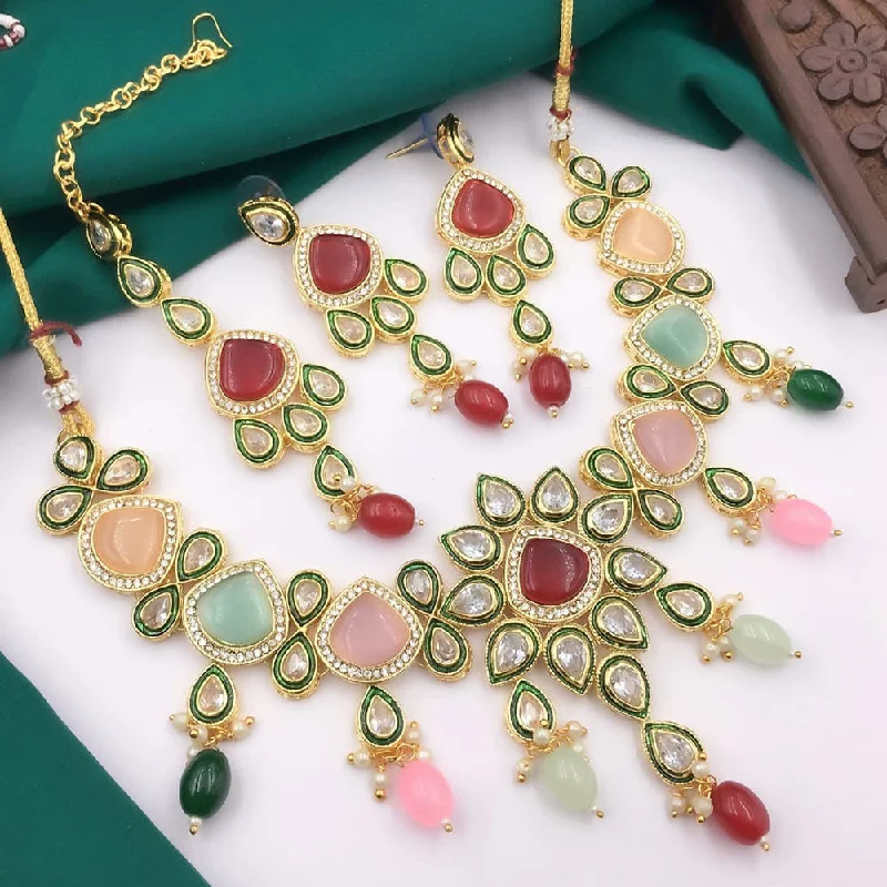 Timeless Elegance At Unbelievable Discounts 5G Jewellery Gold Plated Crystal Stone And Beads Necklace Set Timeless Elegance At Unbelievable Discounts 5G Jewellery Gold Plated Crystal Stone And Beads Necklace Set