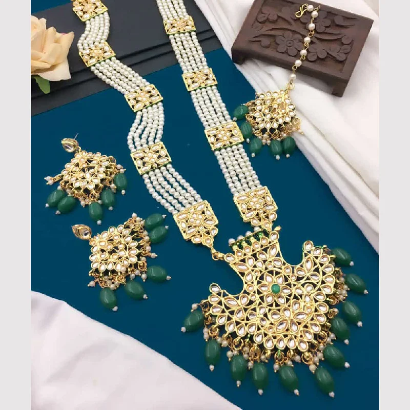 Chic, Trendy, And Affordable Jewelry Sale 5G Jewellery Gold Plated Kundan Stone And Beads Long Necklace Set Chic, Trendy, And Affordable Jewelry Sale 5G Jewellery Gold Plated Kundan Stone And Beads Long Necklace Set