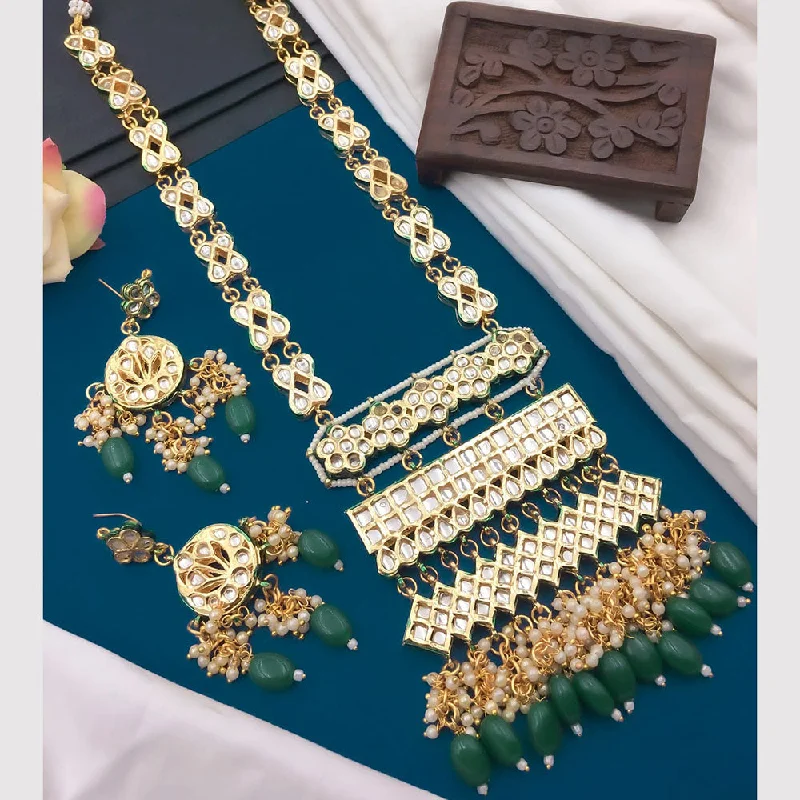 The Perfect Jewelry Piece At The Perfect Price 5G Jewellery Gold Plated Kundan Stone And Beads Long Necklace Set The Perfect Jewelry Piece At The Perfect Price 5G Jewellery Gold Plated Kundan Stone And Beads Long Necklace Set