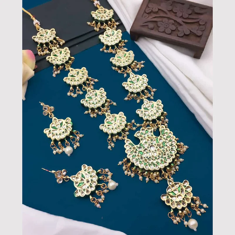 Timeless Jewelry At Special Discount Rates 5G Jewellery Gold Plated Kundan Stone And Beads Long Necklace Set Timeless Jewelry At Special Discount Rates 5G Jewellery Gold Plated Kundan Stone And Beads Long Necklace Set
