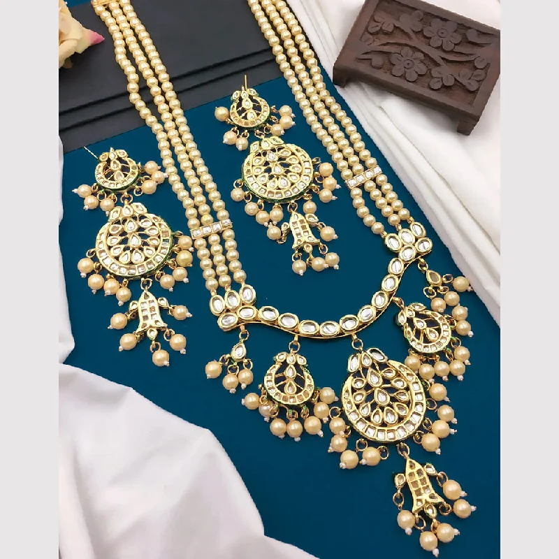 Elegant Jewelry Pieces At Unbelievable Prices 5G Jewellery Gold Plated Kundan Stone And Beads Long Necklace Set Elegant Jewelry Pieces At Unbelievable Prices 5G Jewellery Gold Plated Kundan Stone And Beads Long Necklace Set