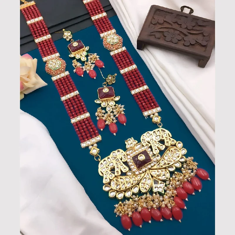 Limited-Stock Jewelry Sale – Once It's Gone, It's Gone 5G Jewellery Gold Plated Kundan Stone And Beads Long Necklace Set Limited-Stock Jewelry Sale – Once It's Gone, It's Gone 5G Jewellery Gold Plated Kundan Stone And Beads Long Necklace Set