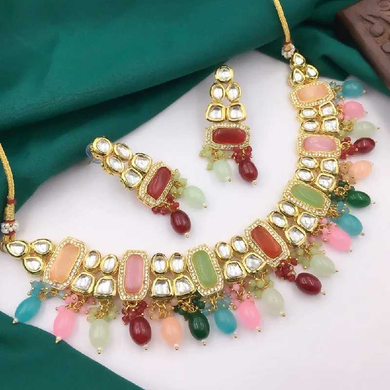 Must-Have Jewelry Pieces At Reduced Prices 5G Jewellery Gold Plated Kundan Stone And Beads Necklace Set Must-Have Jewelry Pieces At Reduced Prices 5G Jewellery Gold Plated Kundan Stone And Beads Necklace Set