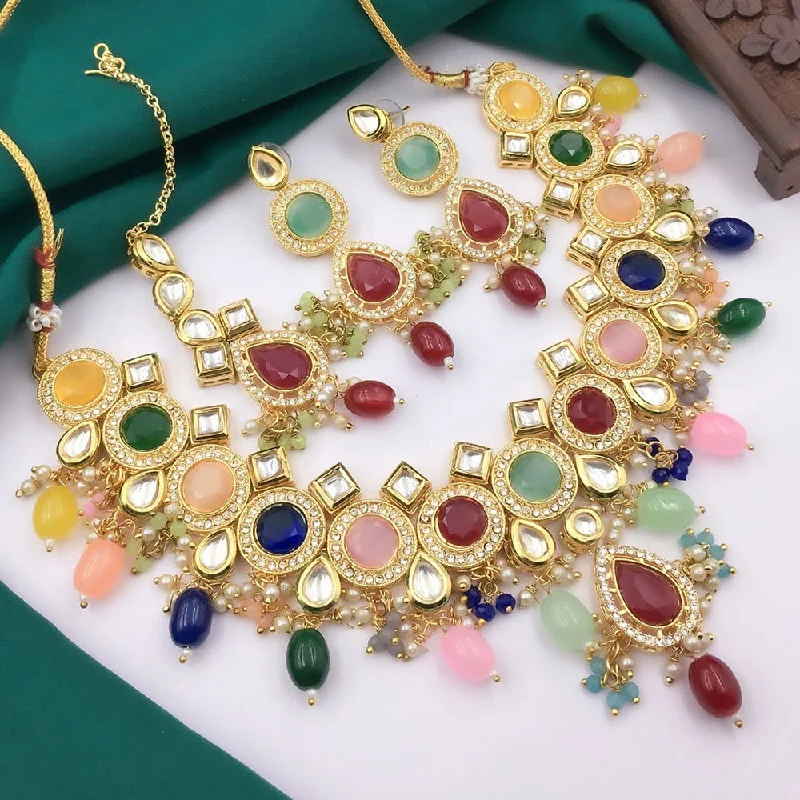 Huge Markdowns On Premium Jewelry Styles 5G Jewellery Gold Plated Kundan Stone And Beads Necklace Set Huge Markdowns On Premium Jewelry Styles 5G Jewellery Gold Plated Kundan Stone And Beads Necklace Set