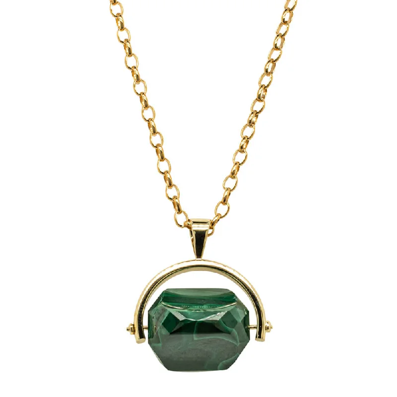 Shop Elegant Jewelry At Unbeatable Prices 9ct Yellow Gold Malachite Spinner Pendant With Chain Shop Elegant Jewelry At Unbeatable Prices 9ct Yellow Gold Malachite Spinner Pendant With Chain