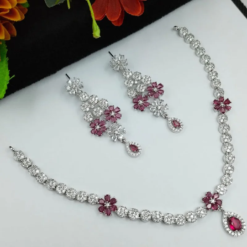 Stunning Jewelry At Even More Stunning Prices Aamrapali Silver Plated AD Necklace Set Stunning Jewelry At Even More Stunning Prices Aamrapali Silver Plated AD Necklace Set