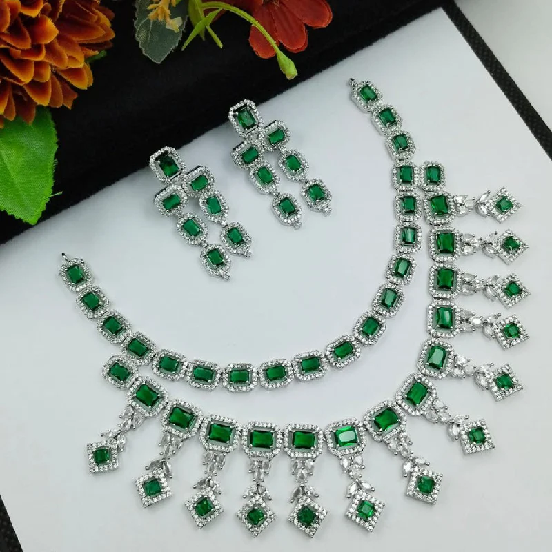 Jewelry Sale – Exclusive Styles At Lower Prices Aamrapali Silver Plated AD Necklace Set Jewelry Sale – Exclusive Styles At Lower Prices Aamrapali Silver Plated AD Necklace Set