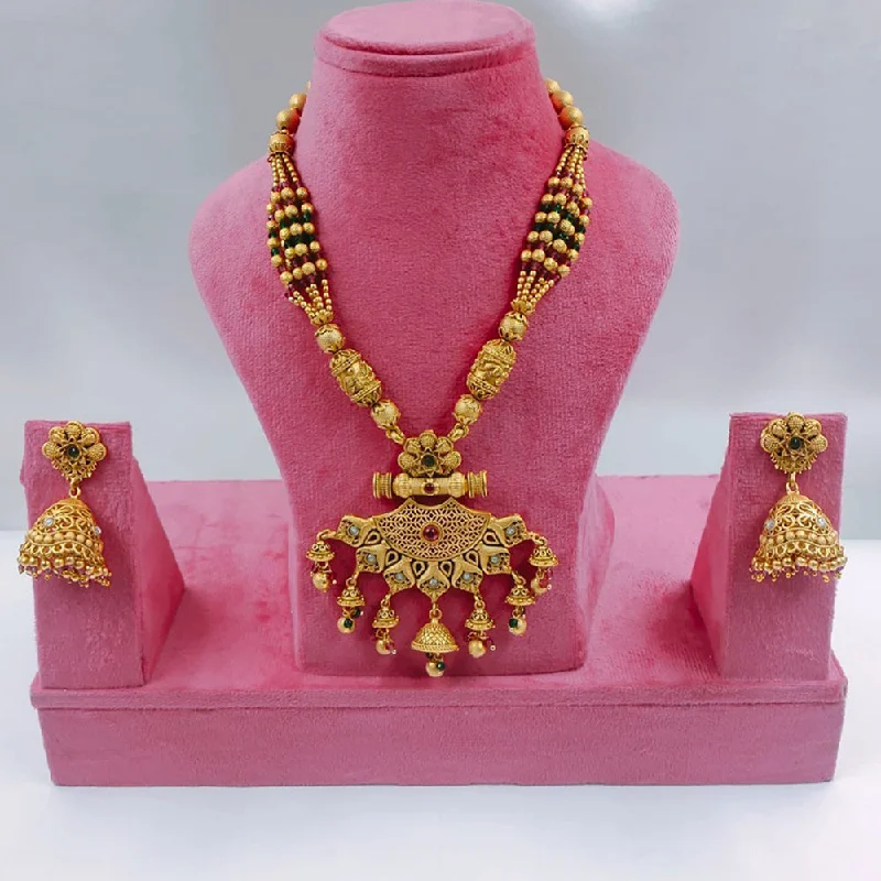 Limited-Stock Jewelry Clearance – Grab Your Favorites Now Akruti Collection Gold Plated Pota Stone And Pearls Necklace Set