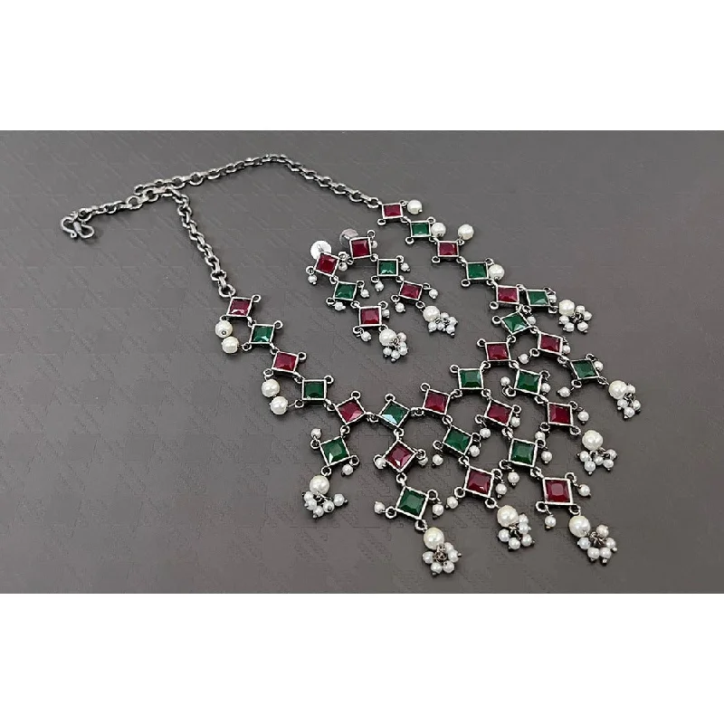 Celebrate With Sparkle – Jewelry Sale Now Live Akruti Collection Oxidised Plated Pota Stone And Pearls Long Necklace Set Celebrate With Sparkle – Jewelry Sale Now Live Akruti Collection Oxidised Plated Pota Stone And Pearls Long Necklace Set