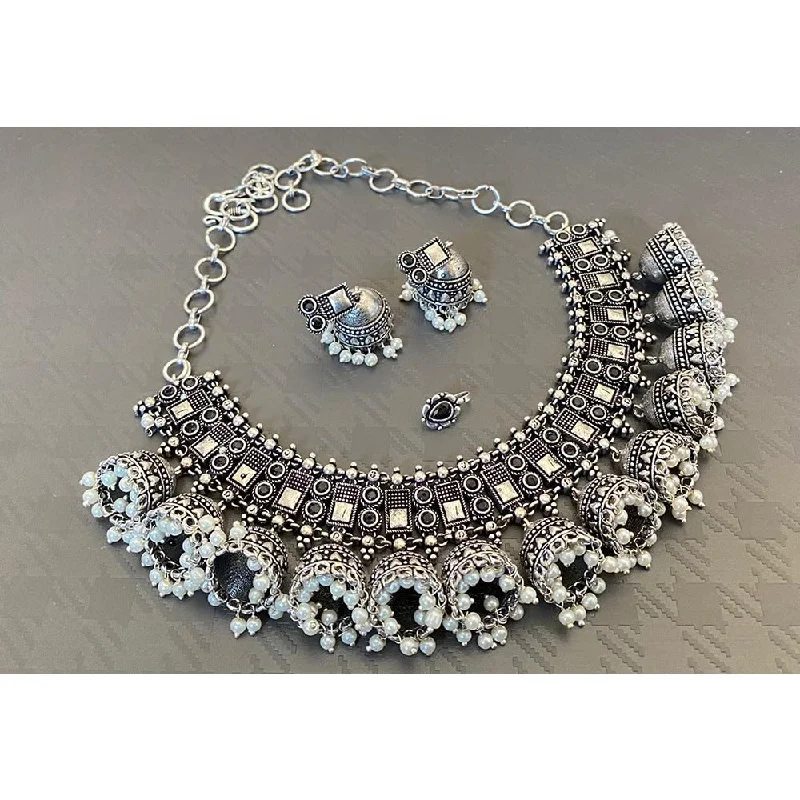 The Perfect Jewelry Piece At The Perfect Price Akruti Collection Oxidised Plated Pota Stone And Pearls Necklace Set The Perfect Jewelry Piece At The Perfect Price Akruti Collection Oxidised Plated Pota Stone And Pearls Necklace Set