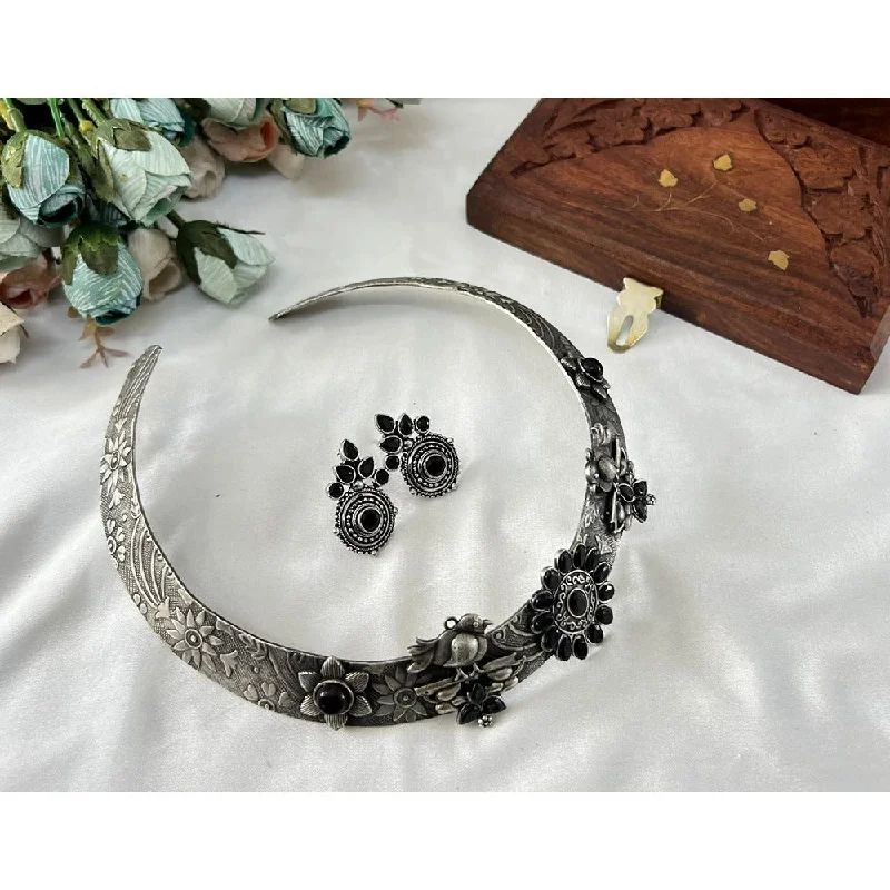 Affordable Luxury Jewelry For Every Occasion Akruti Collection Oxidised Plated Pota Stone Necklace Set Affordable Luxury Jewelry For Every Occasion Akruti Collection Oxidised Plated Pota Stone Necklace Set