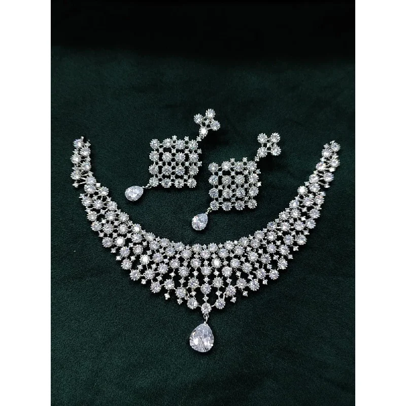 Shop Dazzling Jewelry At The Best Prices Akruti Collection Silver Plated American Diamond Necklace Set Shop Dazzling Jewelry At The Best Prices Akruti Collection Silver Plated American Diamond Necklace Set