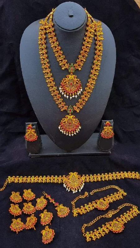 Must-Have Jewelry At Unbelievable Discounts Antique Gold Finish Best Seller Full Bridal Set Combo NSN01-1250-3610N Must-Have Jewelry At Unbelievable Discounts Antique Gold Finish Best Seller Full Bridal Set Combo NSN01-1250-3610N