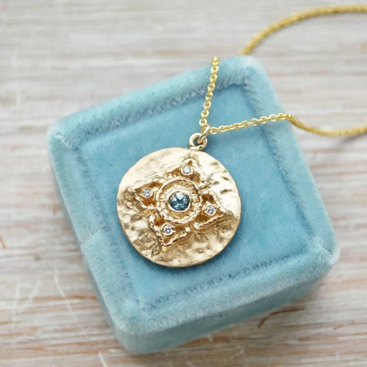 Shop Stylish Jewelry Now And Save Big Aquamarine Mandala Medallion Necklace