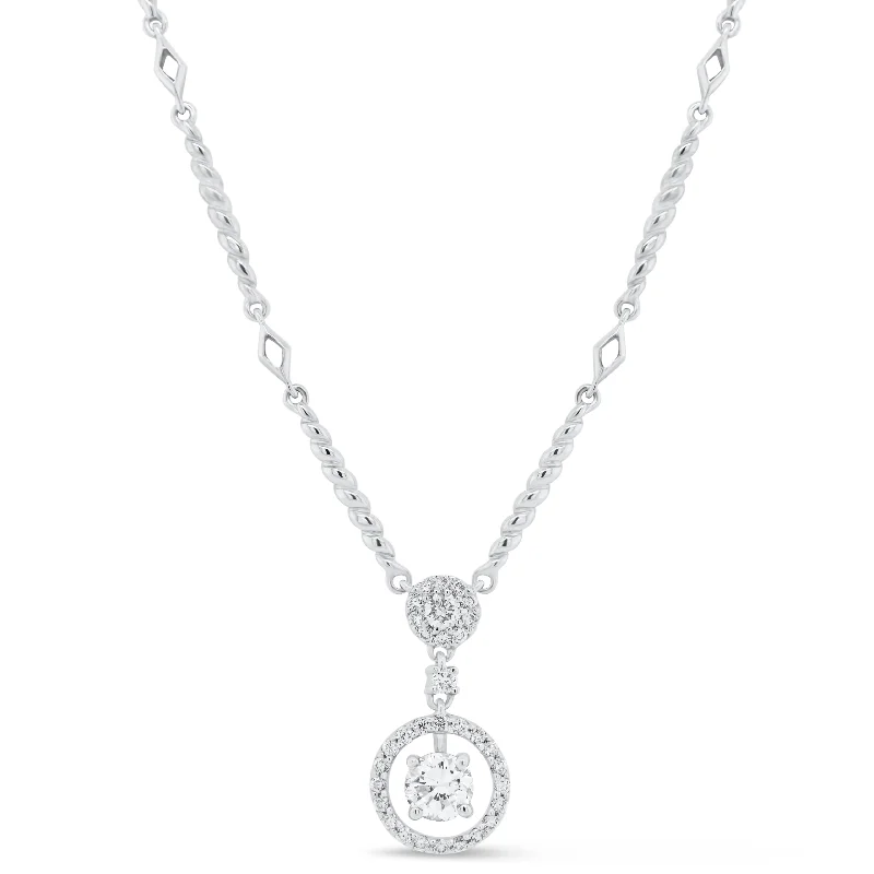 The Ultimate Jewelry Sale – Shop Premium Styles Diamond Halo Necklace with Twist Links