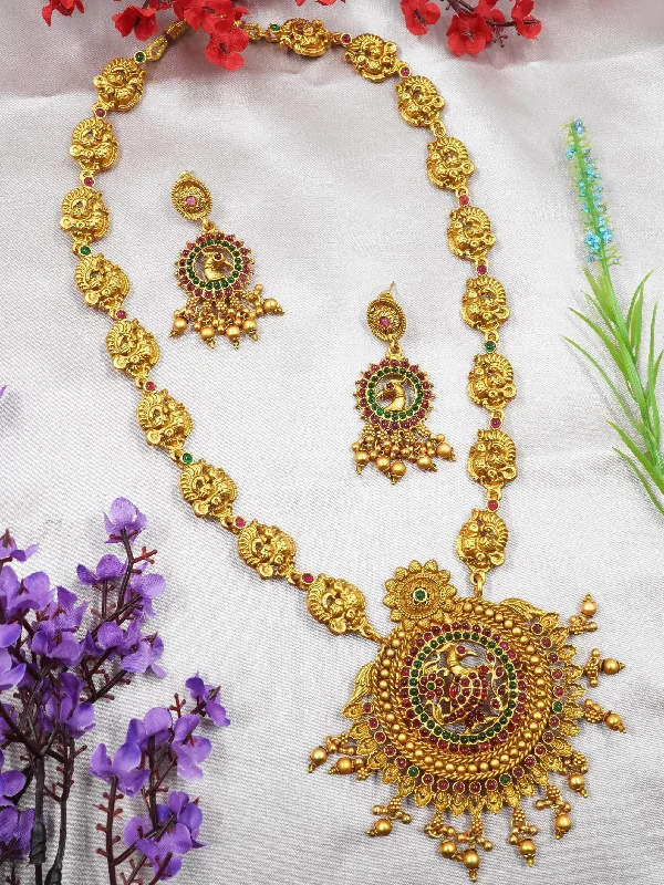 Premium Jewelry Now Available At Special Discounts Gold Plated Long Peacock Necklace Set with Multi Color Stones 12002N Premium Jewelry Now Available At Special Discounts Gold Plated Long Peacock Necklace Set with Multi Color Stones 12002N