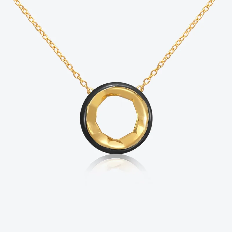 Must-Have Jewelry At Irresistible Discounts A. Sun Halo 18K Gold Necklace w. Jet Black Enamel Must-Have Jewelry At Irresistible Discounts A. Sun Halo 18K Gold Necklace w. Jet Black Enamel