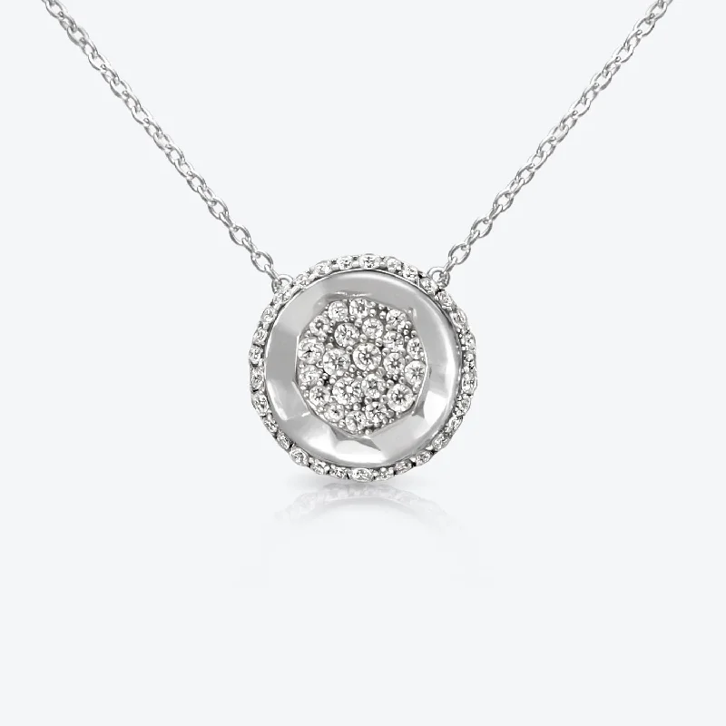 Bold And Beautiful Jewelry Now At Irresistible Prices A. Sun Halo 18K White Gold Necklace w. Full Lab-Grown Diamond Pavé Bold And Beautiful Jewelry Now At Irresistible Prices A. Sun Halo 18K White Gold Necklace w. Full Lab-Grown Diamond Pavé