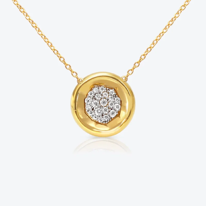 Get The Sparkle You Love At Prices You Adore A. Sun Halo Core 18K Gold Necklace w. Lab-Grown Diamond Pavé Get The Sparkle You Love At Prices You Adore A. Sun Halo Core 18K Gold Necklace w. Lab-Grown Diamond Pavé