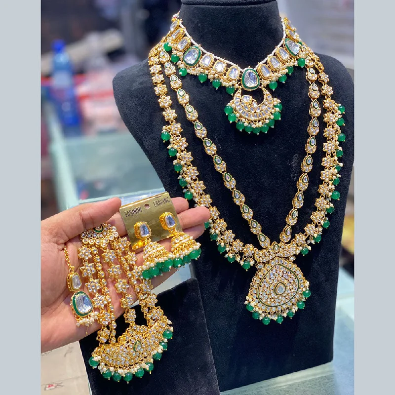 Handcrafted Beauty At Affordable Prices Hira Collections Gold Plated Kundan Stone And Meenakari Double Necklace Set Handcrafted Beauty At Affordable Prices Hira Collections Gold Plated Kundan Stone And Meenakari Double Necklace Set