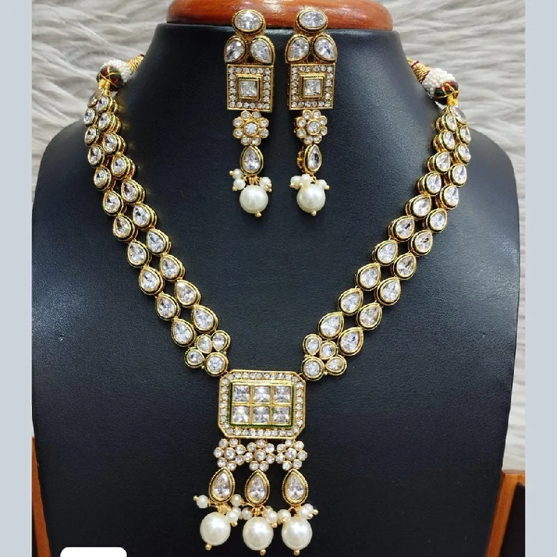 Limited-Stock Jewelry Sale – Once It's Gone, It's Gone Jain Jewellers Gold Plated Polki Kundan Necklace Set Limited-Stock Jewelry Sale – Once It's Gone, It's Gone Jain Jewellers Gold Plated Polki Kundan Necklace Set