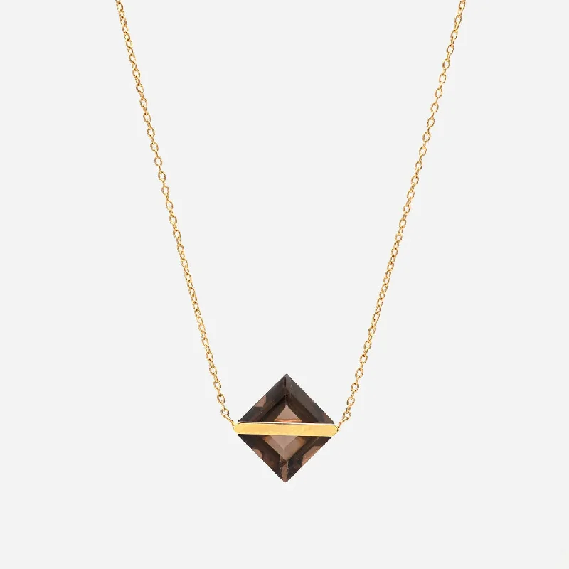 The Jewelry Sale You've Been Waiting For Is Here Band 10K Gold Necklace w. Smoky Quartz The Jewelry Sale You've Been Waiting For Is Here Band 10K Gold Necklace w. Smoky Quartz