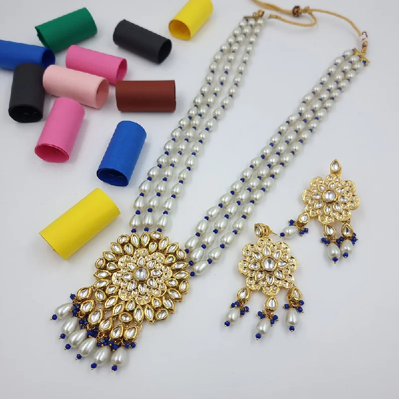 Make Your Outfit Shine With Discounted Jewelry JCM Gold Plated Kundan Stone Pearls And Beads Long Necklace Set Make Your Outfit Shine With Discounted Jewelry JCM Gold Plated Kundan Stone Pearls And Beads Long Necklace Set