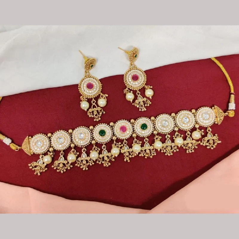 The Perfect Jewelry Piece At The Perfect Price Kavita Art Gold Plated Pota Stone And Pearls Choker Necklace Set The Perfect Jewelry Piece At The Perfect Price Kavita Art Gold Plated Pota Stone And Pearls Choker Necklace Set