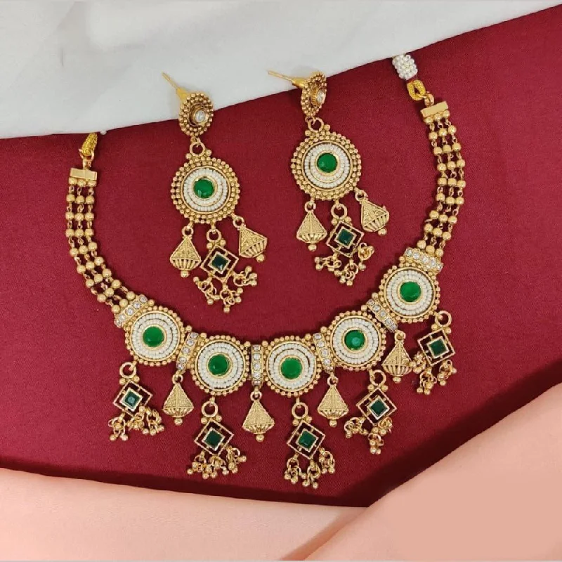 Elegant Jewelry Styles At Budget-Friendly Prices Kavita Art Gold Plated Pota Stone And Pearls Necklace Set Elegant Jewelry Styles At Budget-Friendly Prices Kavita Art Gold Plated Pota Stone And Pearls Necklace Set